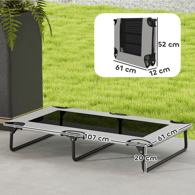 Letto per Cani Grandi Pieghevole 107x61x20 cm da Interno ed Esterno con Tessuto a Rete Grigio Chiaro  