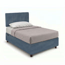 Letto Singolo Contenitore Imbottito Microfibra Blu BoxMax Testata Vertical Varie Misure