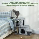 Scaletta per Gatti a 4 Gradini 60x34x77cm con 2 Casette e Tiragraffi Grigio      