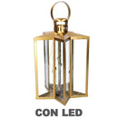 Lanterna con Led in Metallo stella oro cm 27,5x27,5xh42/48