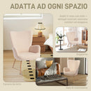 Poltrona per Salotto Moderna 71x74x97,5 cm con Schienale Alto in Tessuto Sherpa Beige  