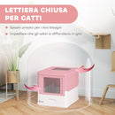Lettiera Chiusa per Gatti 47,5x35,5x36,7 cm 2 Porte e Vassoio Estraibile in PP Rosa e Bianco  