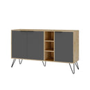 Madia Clara rovere oak 3 ante antracite 142x35,5x83h cm