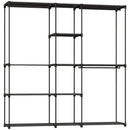 Armadio Guardaroba 182x43x185 cm con 8 Ripiani e 3 Aste per Appendere in Tessuto Nero      