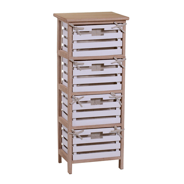 acquista Commode 4 tiroirs en bois 35x27x85cm Arianna Naturel et Blanc