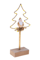 Set 2 Alberi di Natale con Led 26 cm in Metallo e Legno Oro