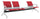 Banc de salle d'attente 3 places pour bureau avec coussin et table basse en acier et simili cuir argent/rouge