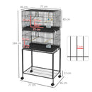 Doppia Voliera 2 Gabbie per Uccelli Impilati 77x46x164 cm in Acciaio con Ruote Nero