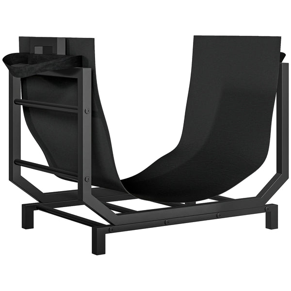 Porta Legna da Interno Esterno in Metallo con Borsa Oxford 53x33x43 cm Nero prezzo