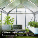 Serra da Giardino 190x132x201 cm con Porta Scorrevole e Finestra in Policarbonato e Alluminio Grigio      