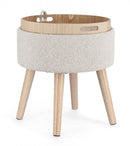 Sgabello Contenitore Ø 39x42,5 cm Zoya in Bouclè Grigio