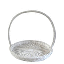 Set 2 Cesti Rotondi Piatti in Vimini con Manico Larghezza 50 cm