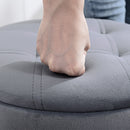 Sgabello da Bar con Altezza Regolabile e Vano Contenitore Seduta Girevole Senza Schienale in Acciaio e Velluto Grigio      