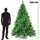 Albero di Natale Canberra 240 cm 1586 Punte Foltissimo con Innesto Rapido e Base in Metallo in PVC e PE Verde      