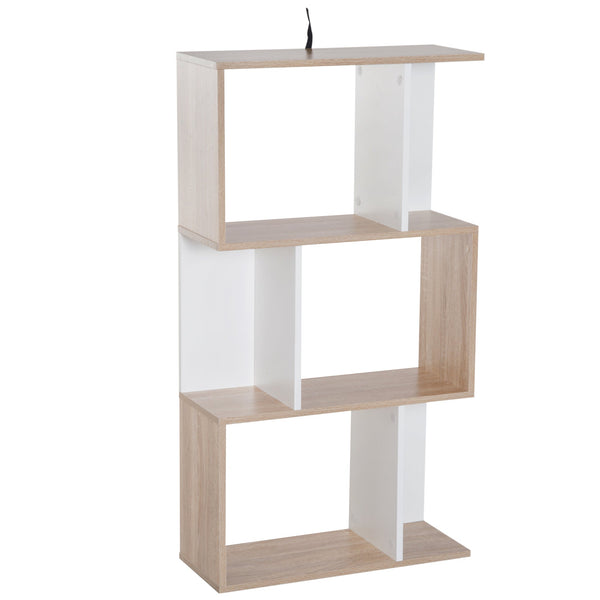 Bibliothèque murale moderne avec 3 étagères en bois naturel et blanc 60x24x111,4 cm acquista