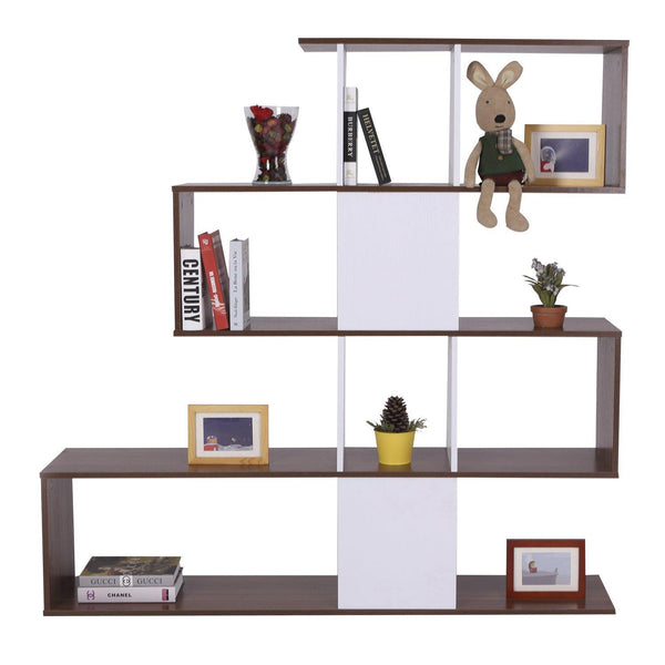 Bibliothèque Design Moderne Mobilier de Bureau Blanc et Étagère en Noyer 144x30x125 cm acquista