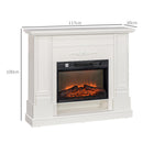 Camino Elettrico da Pavimento 1800W con Fiamma a 3 Intensità e Telecomando 117x30x100 cm Bianco 