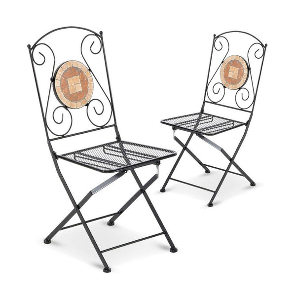 Lot de 2 chaises de jardin pliantes en fer avec mosaïque noire Zeus sconto