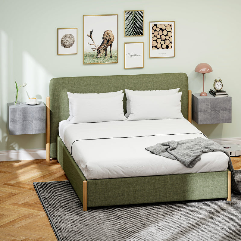 Set di 2 Comodini Sospesi Design Moderno 40x29x30 cm con 2 Cassetti Grigio Cemento 