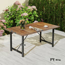 Tavolo da Giardino 160x90x75 cm Piano a Doghe in Legno di Acacia Gambe in Acciaio Colore Teak  