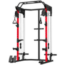 Power Tower 168x128x215 cm con Sistema di Cavi Pulley Regolabili Barre Trazioni e Dip Ganci J Squat Rack e Supporto Landmine Capacità 900 kg      