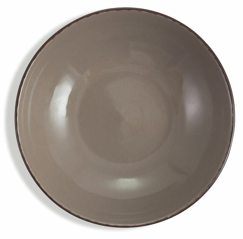 Set 6 Piatti Fondi Ø20x5 cm in Gres Villa d'Este Home Tivoli Canapa Marrone