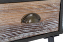 Comodino 2 Cassetti Bronxs 43,5x36,5x72,5 cm in Ferro e Legno di Abete Nero e Grigio