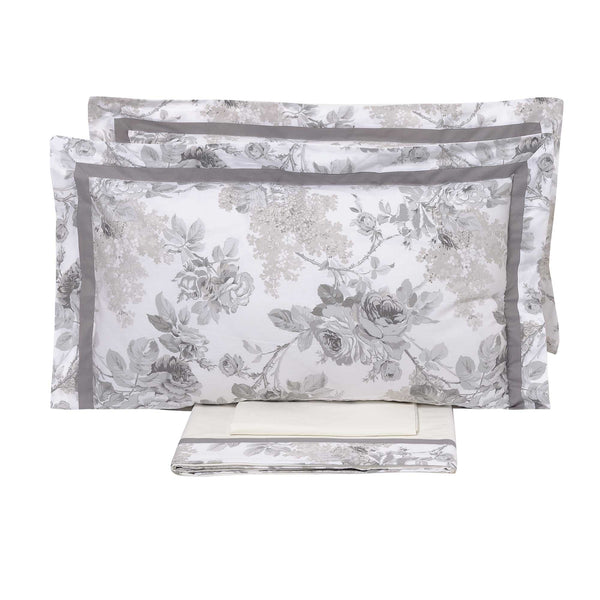 Parure de lit double dessus et dessous et taies d'oreiller avec imprimé Garrini Lauren Grey prezzo
