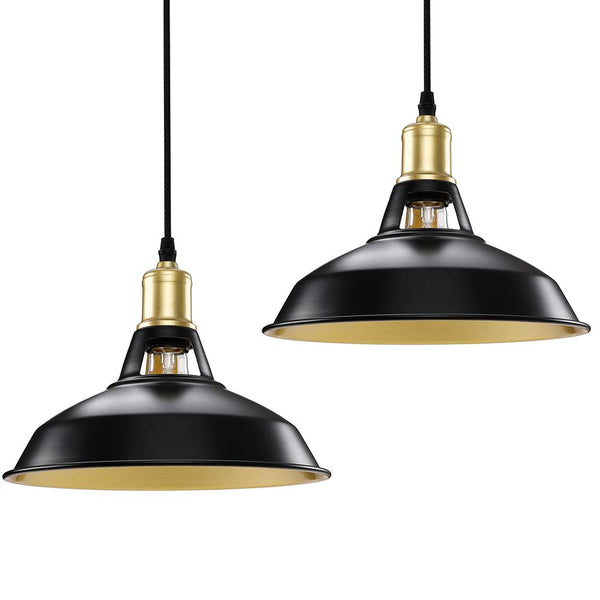 sconto Coppia Lampadari Sospensione Moderno Design Industriale Lampada Metallo Nero Oro