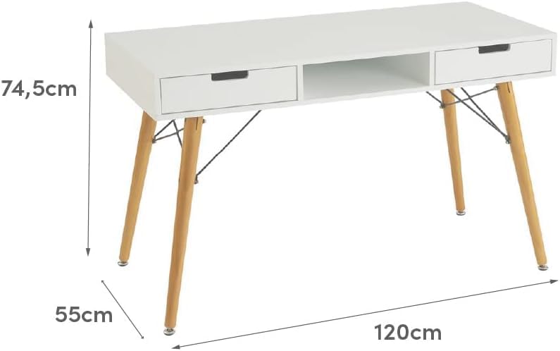 Scrittoio Scrivania Ingresso in Legno Consolle Scandinavo Casa Ufficio Bianco