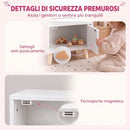 Comodino per Bambini 3-8 Anni 34x31x25 cm con Vano Contenitore Gambe in Pino e Maniglia a Nuvola in Truciolato Bianco      