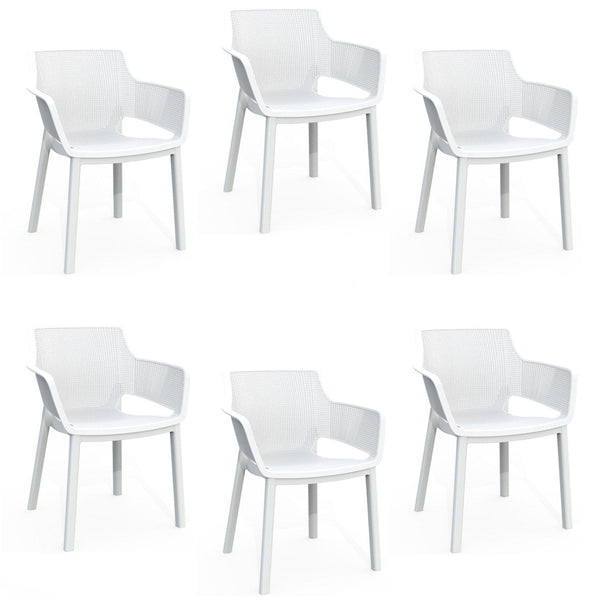online Lot de 6 chaises de jardin 61x54x79h cm Keter Elisa Chair Blanc