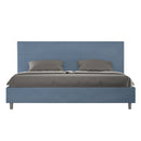 Letto Matrimoniale Imbottito in Microfibra Mika Blu Varie Misure