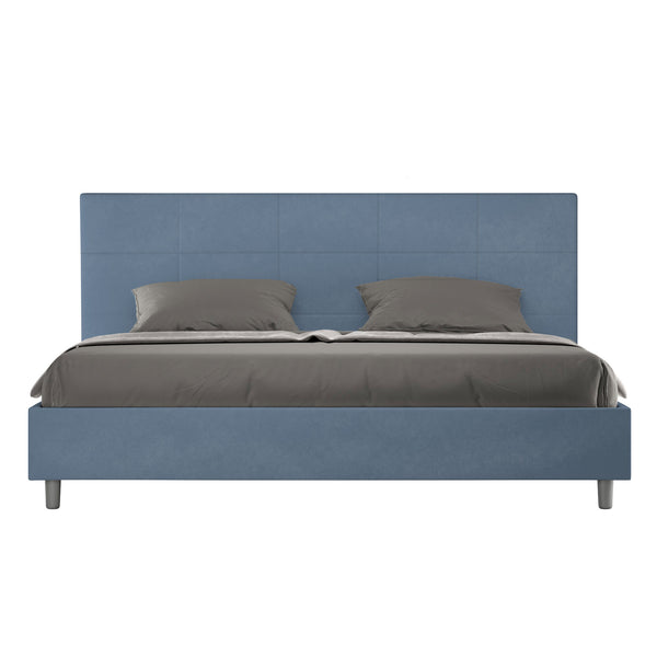 Letto Matrimoniale Imbottito in Microfibra Mika Blu Varie Misure sconto