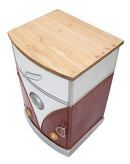 Comodino Van 46x42x80 cm Legno di Abete e MDF e in Ferro Rosso e Bianco