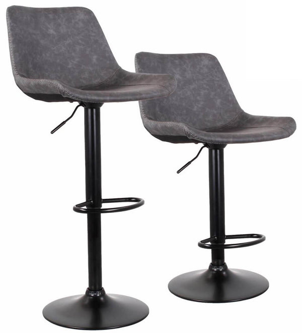 Lot de 2 Tabourets 50x44x58/78 cm en Similicuir Gris Base Noir acquista