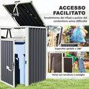 Copri Bidoni Spazzatura a 2 Sezioni 146x81x122 cm con Coperchio Sollevabile in Acciaio Zincato Grigio Scuro      