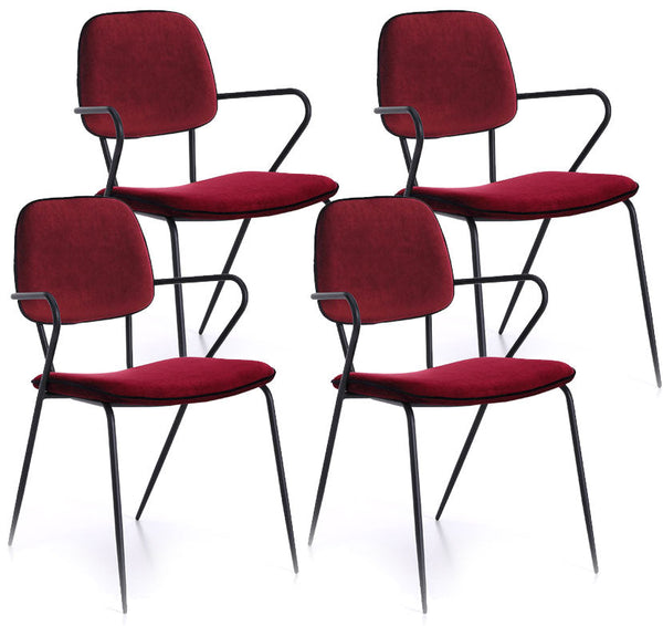 Lot de 4 Chaises 52x50x81,5 cm Velours Rouge sconto