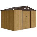 Casetta da Giardino 4,9 m² 277x195x192 cm in Acciaio Zincato con Doppia Porta Scorrevole e Tetto Inclinato Marrone Chiaro      