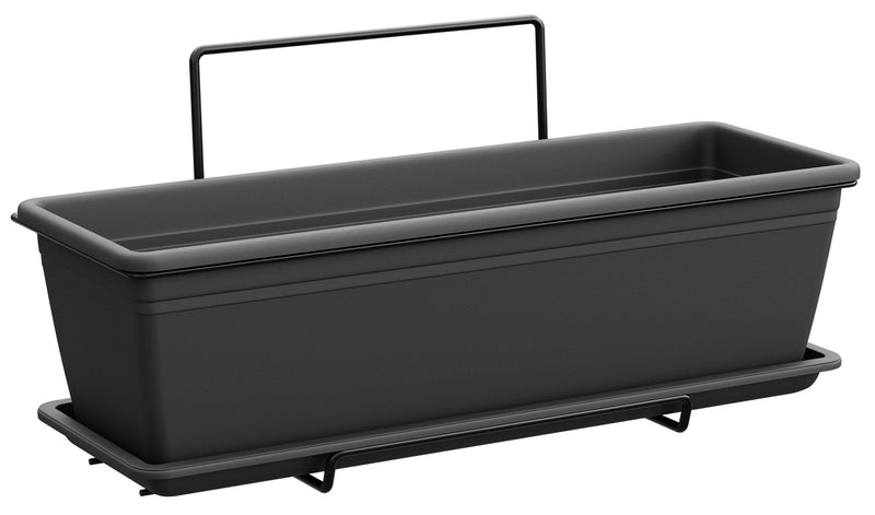 Vaso in Polipropilene con Supporto Kit Wall Cassetta Mare Antracite Varie Misure