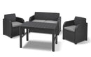 Set da Giardino Divano 2 Poltrone e Tavolino in Resina Keter Carolina Lounge Antracite