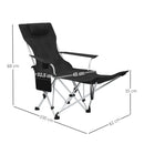 Set 2 Sedie Pieghevoli 82x50-100x88 cm con Poggiapiedi e Portabicchieri Nero  