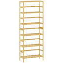 Scaffale Autoportante 60x26x161 cm a 6 Livelli con Ripiani Regolabili in Legno di Bambù Legno Naturale      