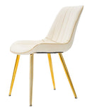 Set 2 Sedie Imbottite 51x59x79 cm in Poliestere Paris Crema e Oro