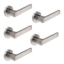Maniglie Mackay per Porta da Interno con Rosetta Ø50 mm Alluminio Nickel Satinato 5 Sets. Emuca