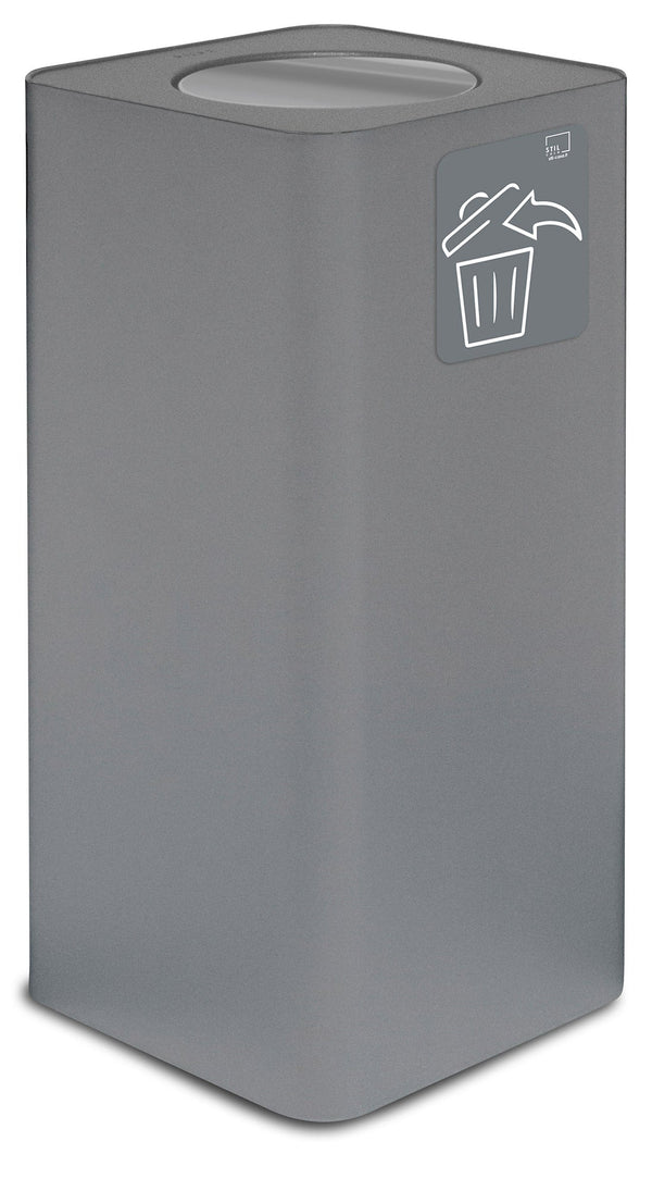 Poubelle à déchets 38x38xh80 cm en acier peint avec couvercle basculant gris sconto