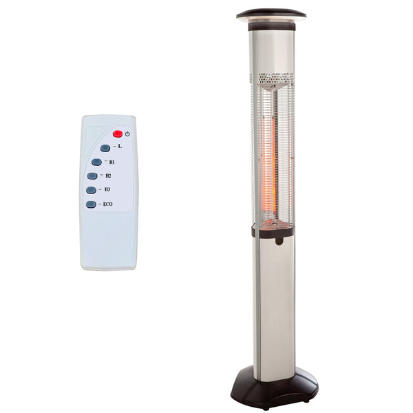 acquista Stufa Elettrica ad infrarossi da Esterno 38,8x41,7x 166,8 cm in Fibra di Carbonio con Luce Led Skyline Pro Bianco