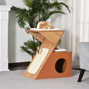 Casetta per Gatti con Tiragraffi in MDF 60x37x65 cm  Arancione