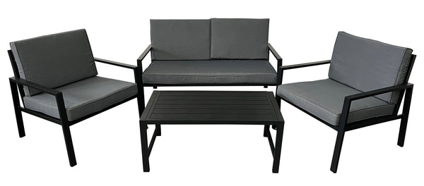 Salon de Jardin Canapé 2 Fauteuils et Table Basse en Aluminium Gris acquista