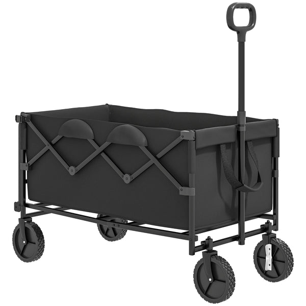 sconto Carrello da Giardino 160L 95x55x102 cm Capacità 100 kg Pieghevole Nero